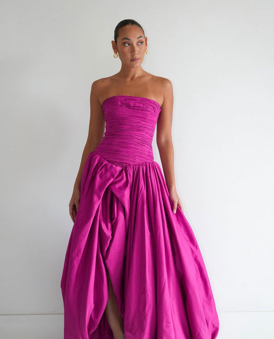 Aje Violette Bubble Hem Gown Fuchsia