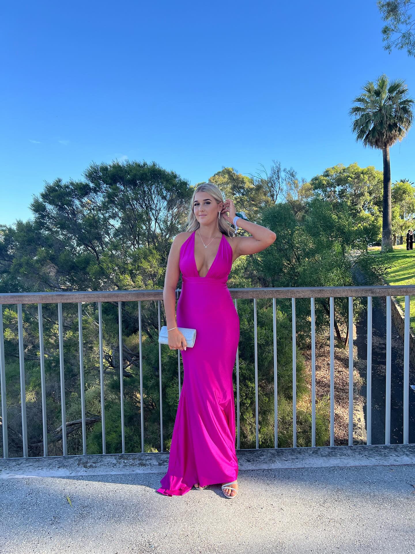 Custom Georgie Gown Hot Pink Hire For A Night