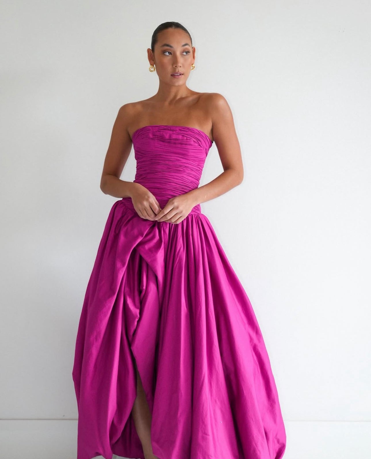 Aje Violette Bubble Hem Gown Fuchsia