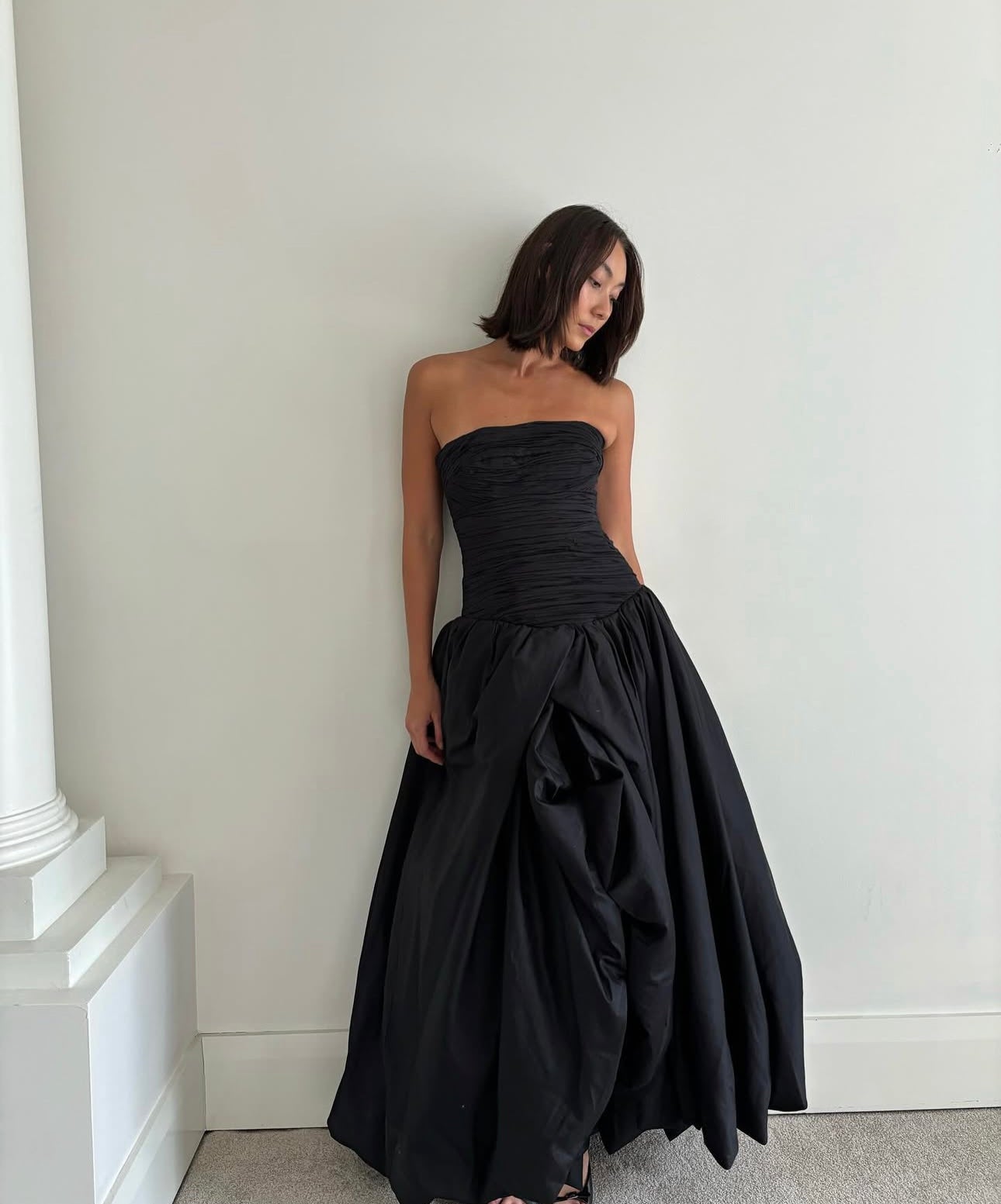 Aje Violette Bubble Hem Gown Black