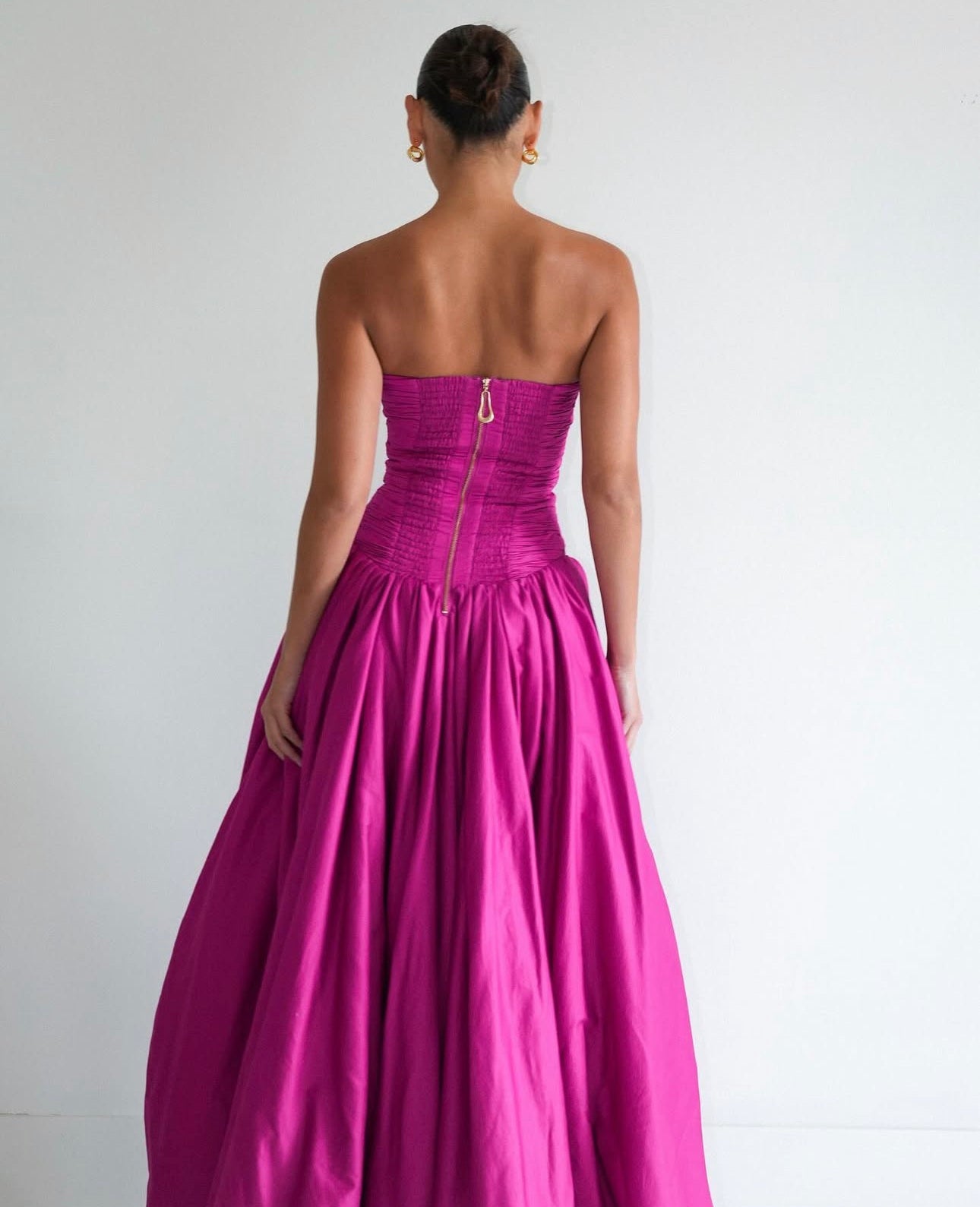 Aje Violette Bubble Hem Gown Fuchsia