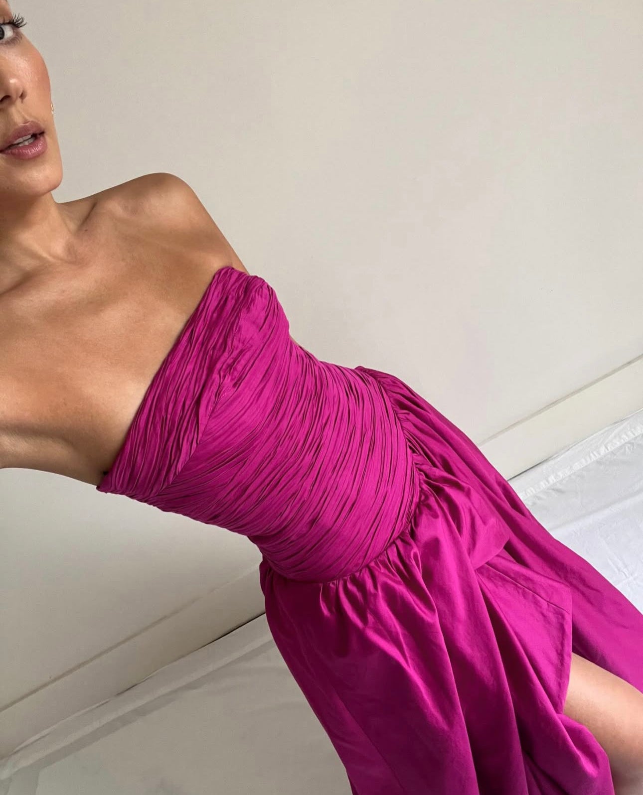 Aje Violette Bubble Hem Gown Fuchsia