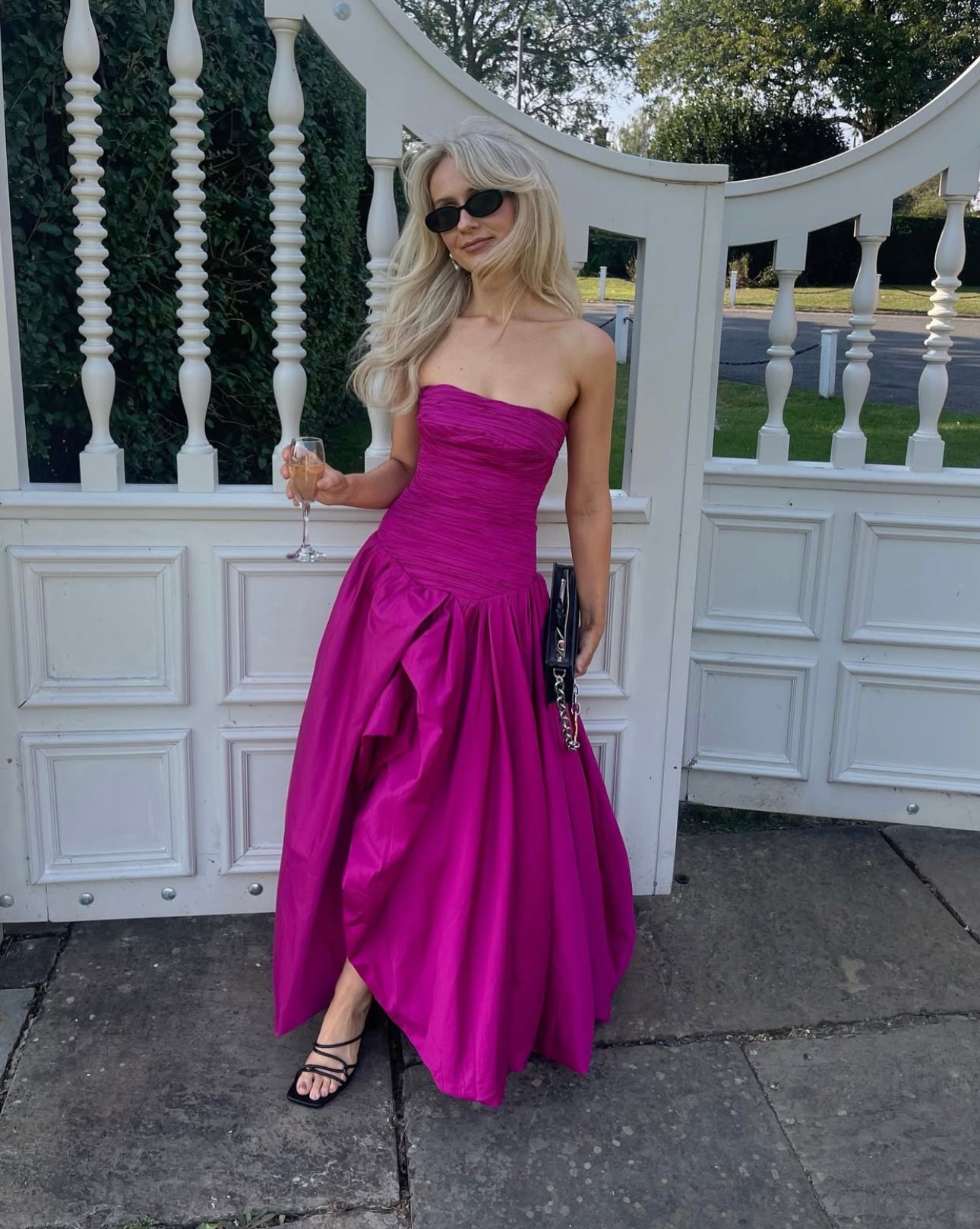 Aje Violette Bubble Hem Gown Fuchsia